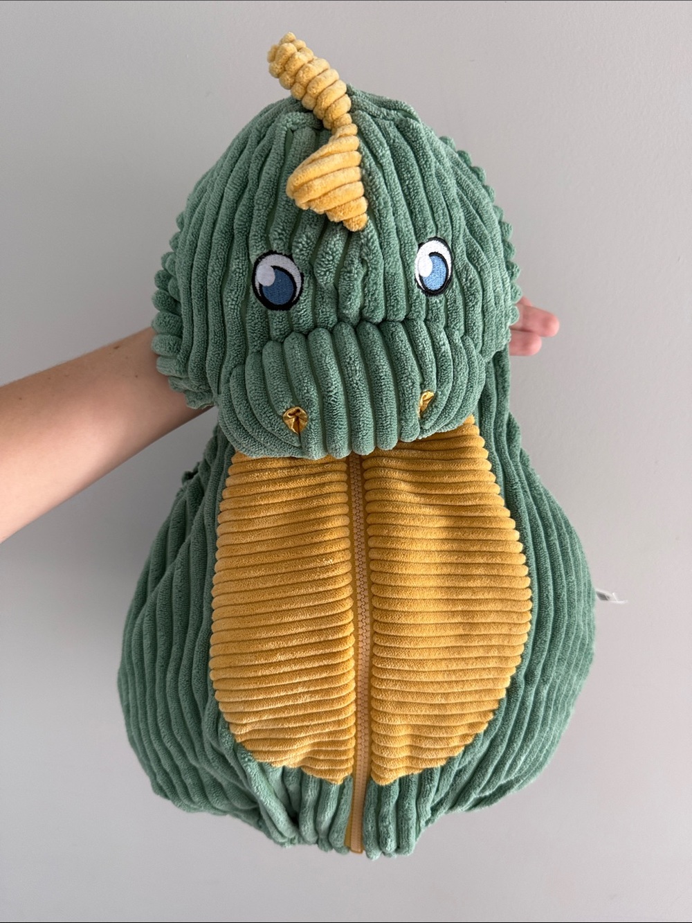Green & Yellow Corduroy Dino Plush Costume - Kids Accessories / Costumes